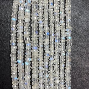 Rainbow moonstone, 4.6*3~ 3.7*2.8mm, button shape, 30 cm
