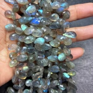 Labradorite faceted pear, 28cm , 12.4*6.3*4 - 13.4*7.4*3
