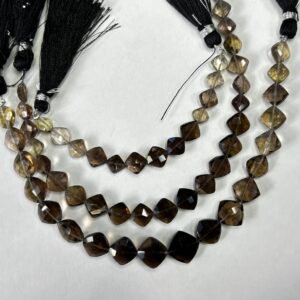 AA+ Smoky Quartz shaded, faceted square shape ,6.5-10.5 mm