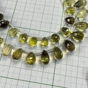 Bio Lemon Quartz, Faceted drops, 20 cm,14.3*7.3*8.2-10.8*6.4*6.4