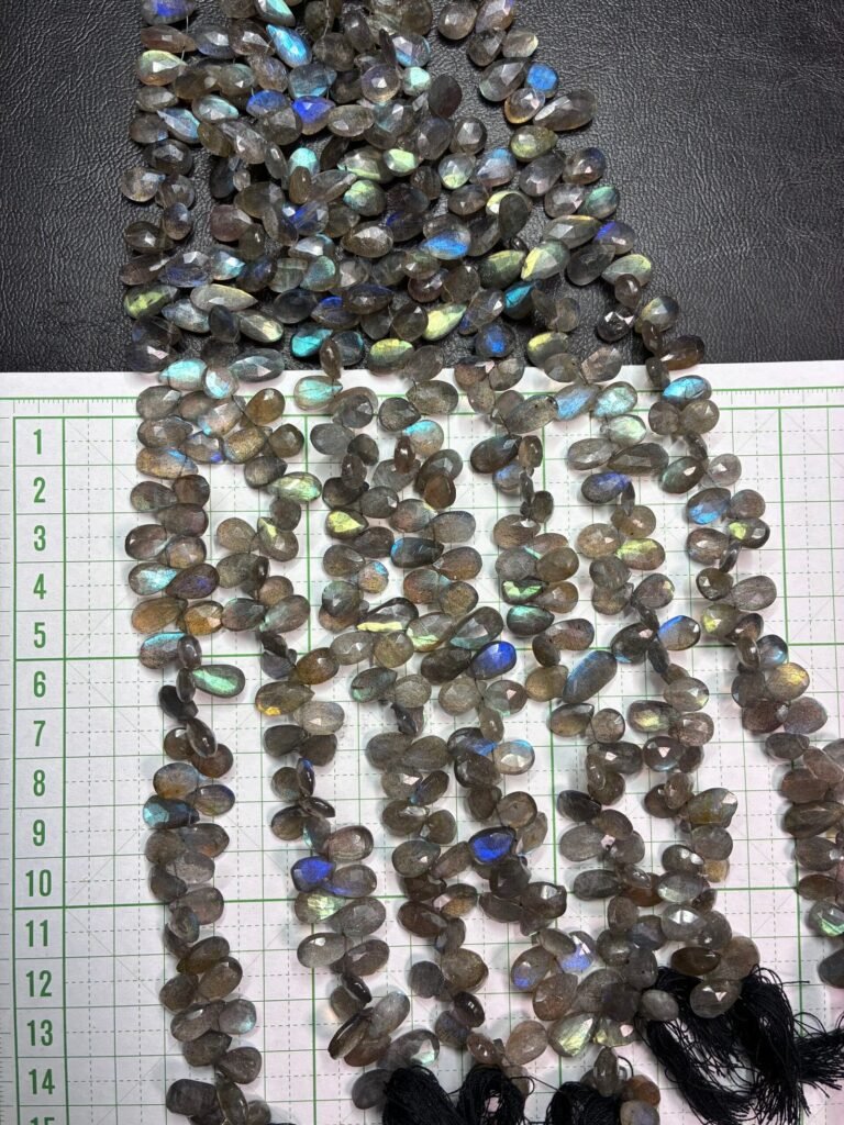 Labradorite Faceted Pear, 28cm, 12.4*6.3*4 - 13.4*7.4*3