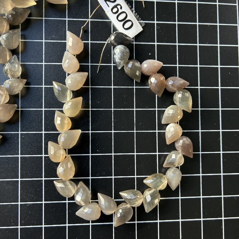 Grey Moon stone,  Flower Bud, 10*7 mm, 18 cm, 26 beads