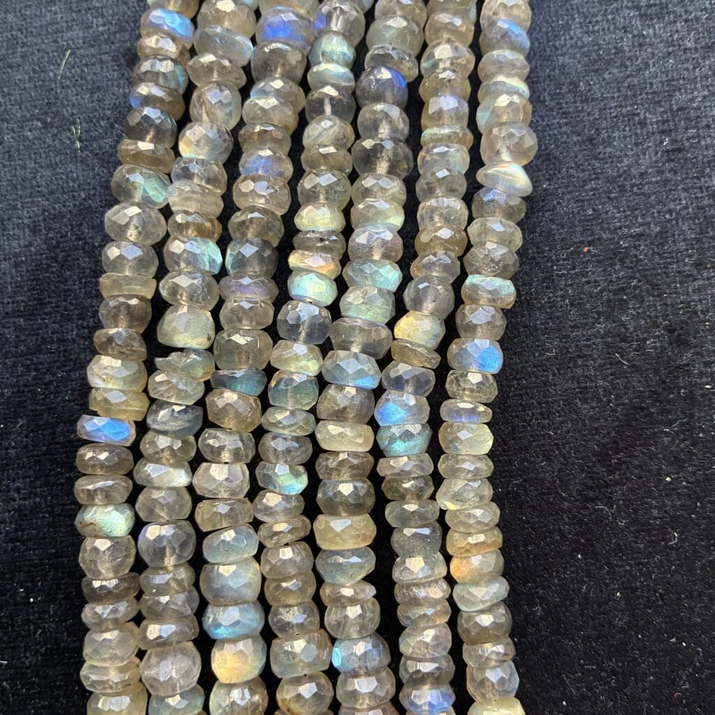 Labradorite Faceted Rondelle, 25 Cm, 7*4 MM - 8*5 MM