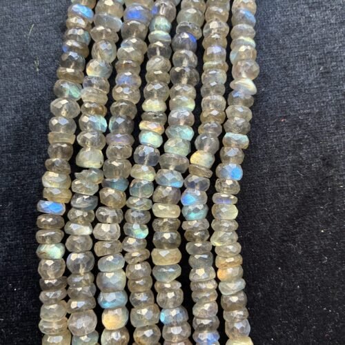 Labradorite Faceted Rondelle, 25 Cm, 7*4 MM - 8*5 MM