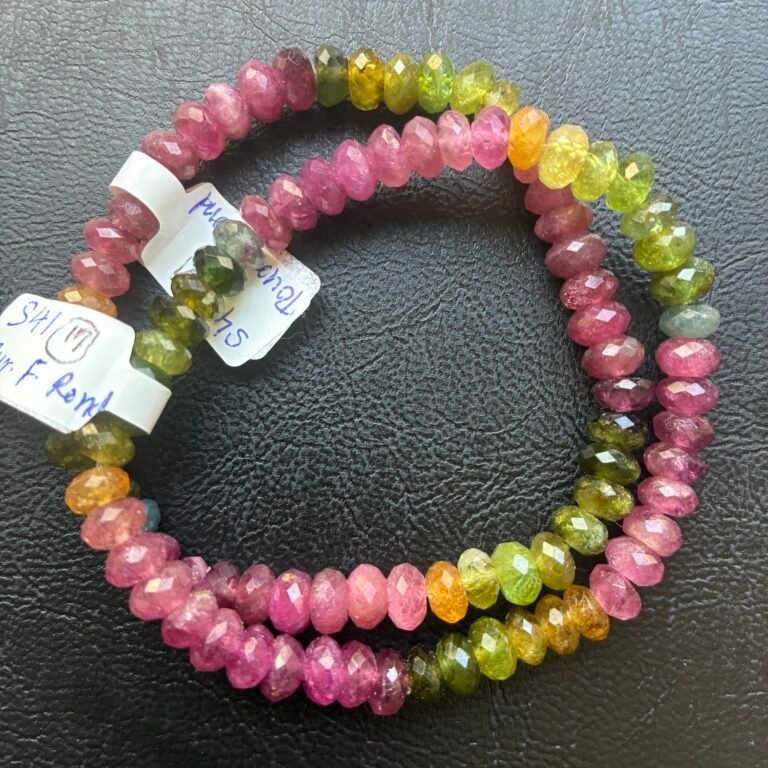 Tourmaline Faceted Rondelle Bracelet, 6.8x4mm, 7cm