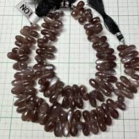 Moonstone choco, faceted drops, 24cm