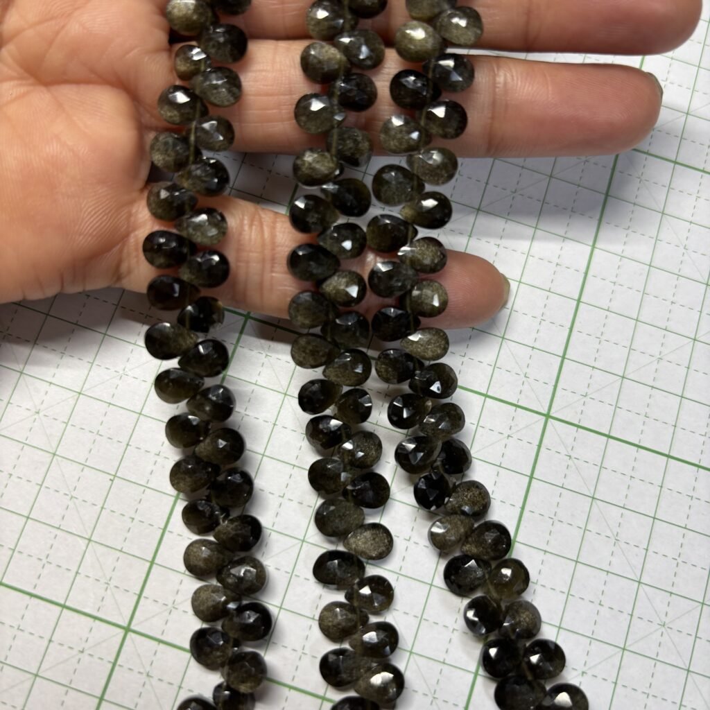 Obsidian, Faceted Pear, 21 Cm, 7.5*5.5*3 MM