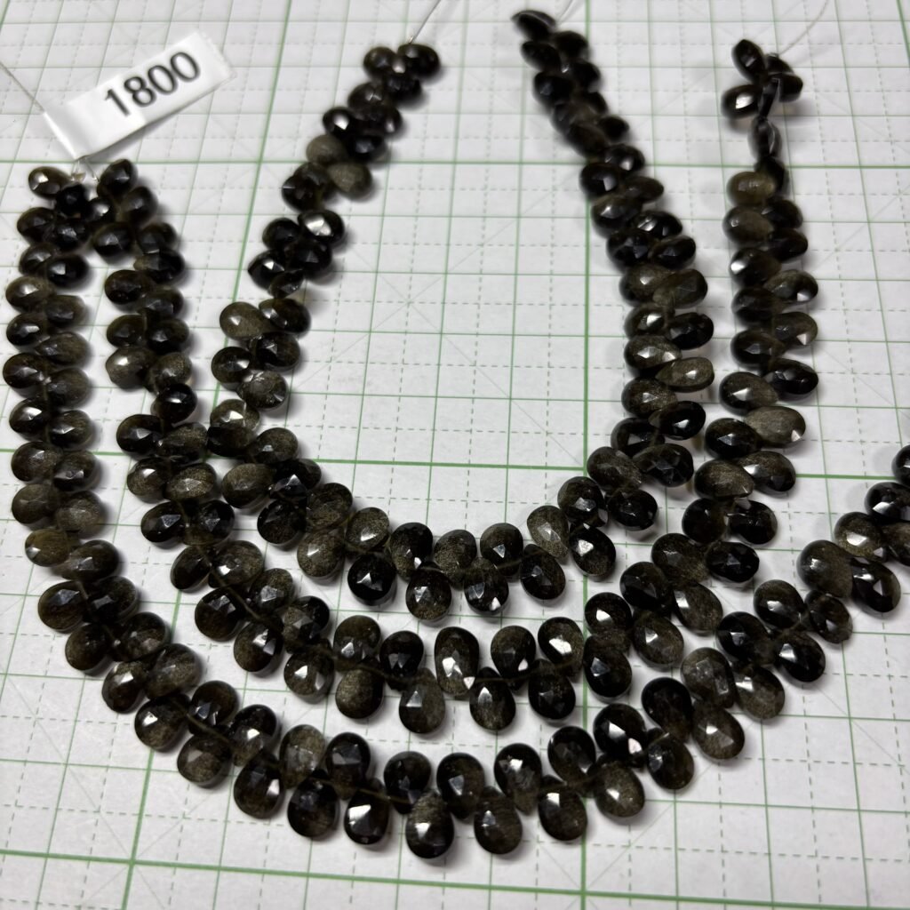 Obsidian, Faceted Pear, 21 Cm, 7.5*5.5*3 MM