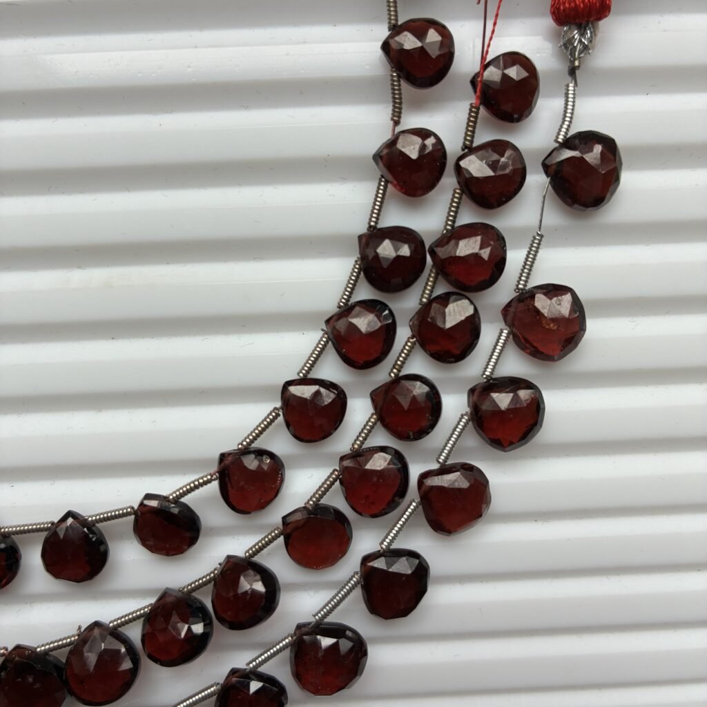 Garnet Faceted Heart