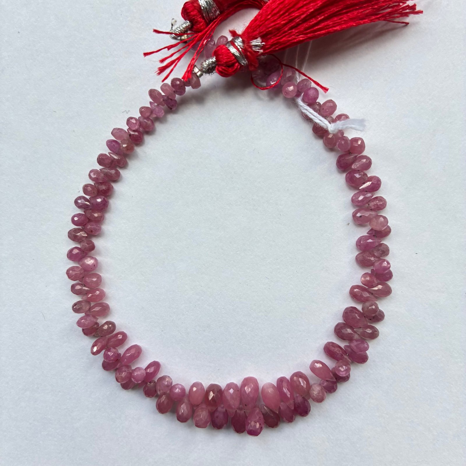 Ruby Faceted Drops, 22 cm, 8.11*4.3- 3.4*2.4mm