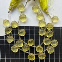Lemon Quartz Carved Heart, 20 cm, 13.9*13.5mm , 12 beads