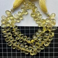 Lemon Quartz Faceted Pear, AAA, 20 cm, 13.11*7.7*4.4mm