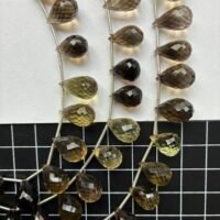 Bio Lemon, faceted Drop, 20 cm, 18 beads