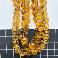 Beer Quartz, Faceted Onion, AAA quality, M, L size, 21 cm, 7*8mm- 5.3*6.3mm