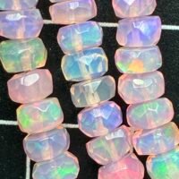 Opal Pink, Faceted button cut, 22 cm, 4.5-5mm