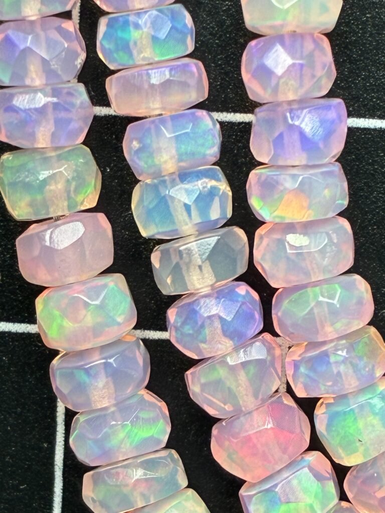 Ethiopian Opal, Pink Faceted Rondelles