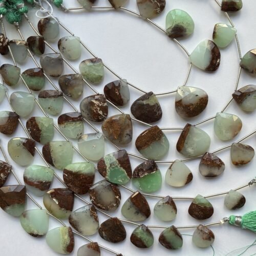Aquaprase/aqua Chalcedony Faceted Heart, 22cm, 21*6mm