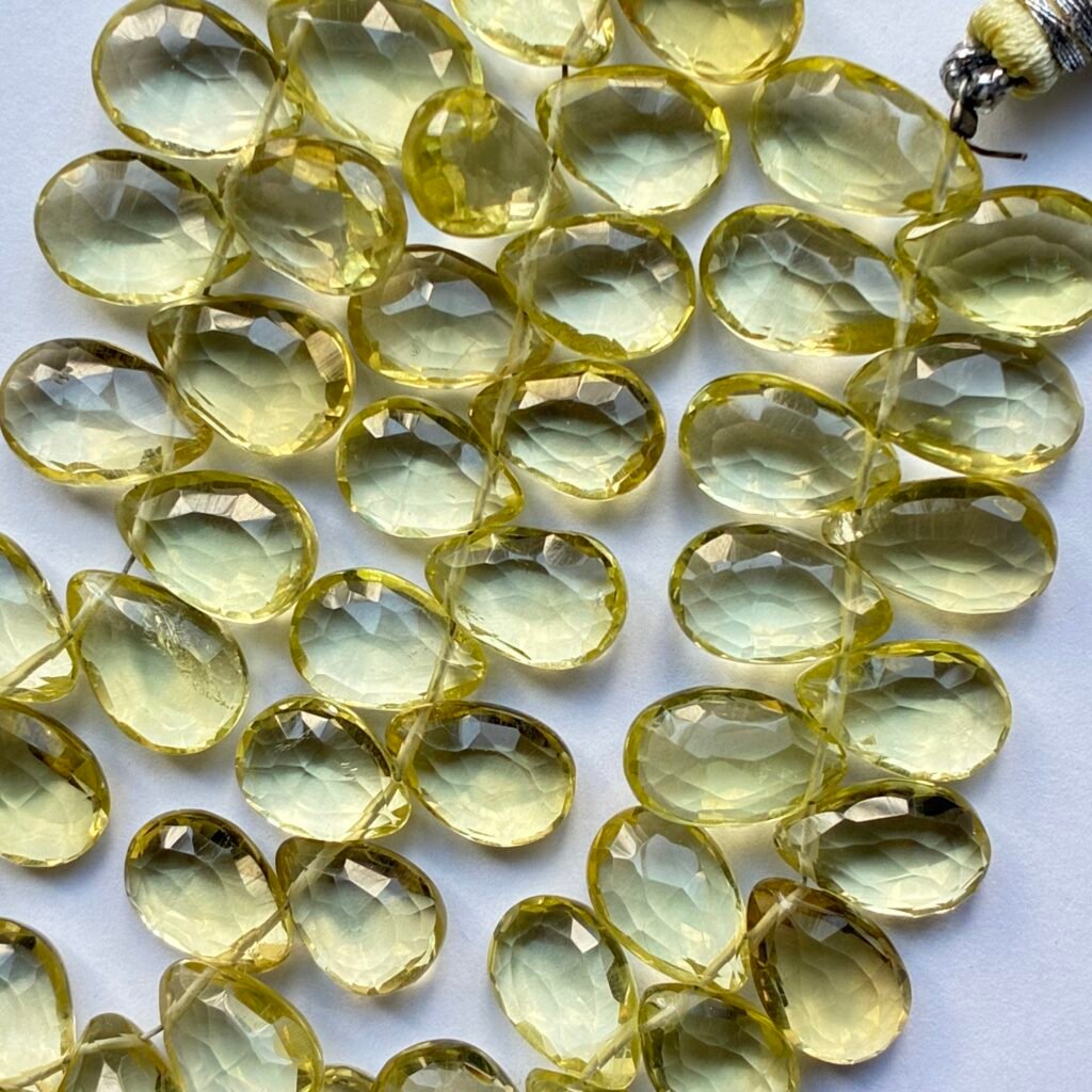 Lemon Quartz , Faceted Pear, 22 CM, 12*7.9*4.8mm