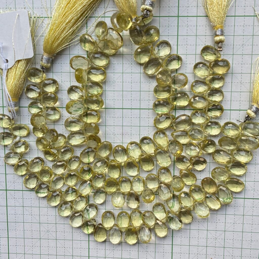 Lemon Quartz , Faceted Pear, 22 CM, 12*7.9*4.8mm