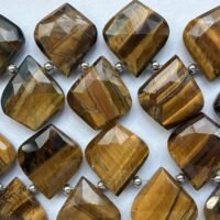 Tiger Eye, Leaf Shape, 10 Beads