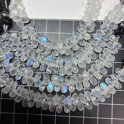 Rainbow Moonstone, Faceted Drops, 12 CM