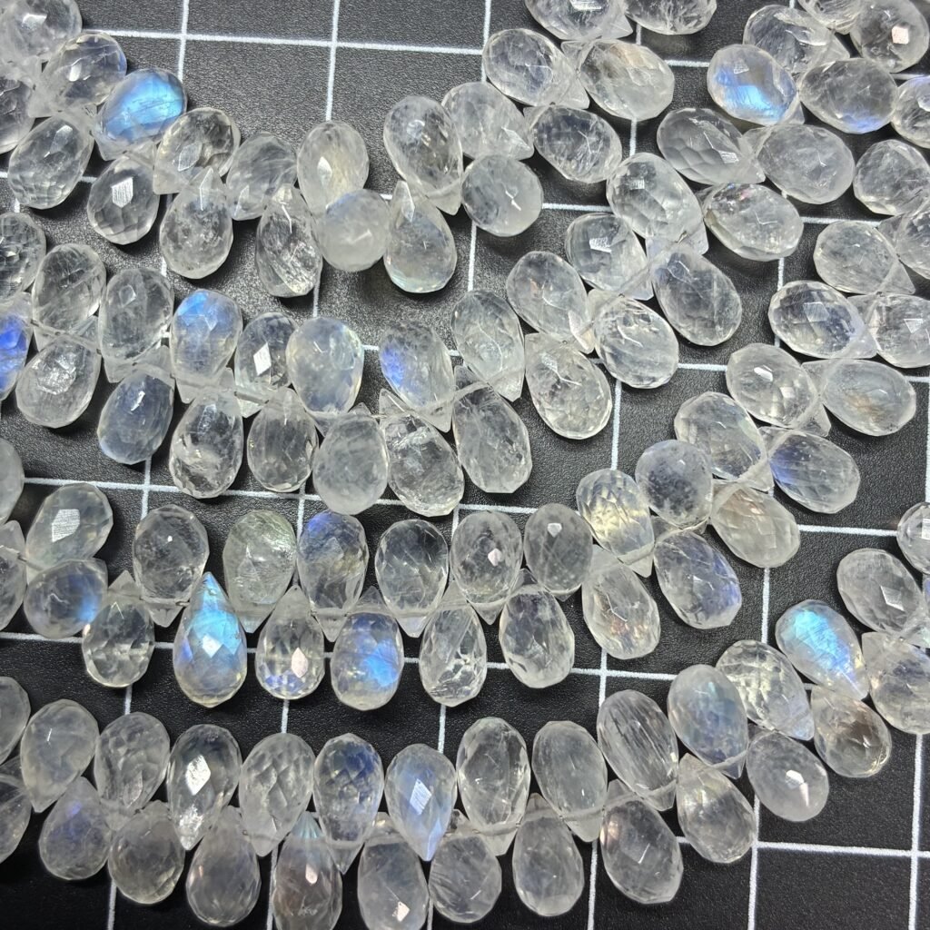 Rainbow Moonstone, Faceted Drops, 11cm, 7*4.4mm