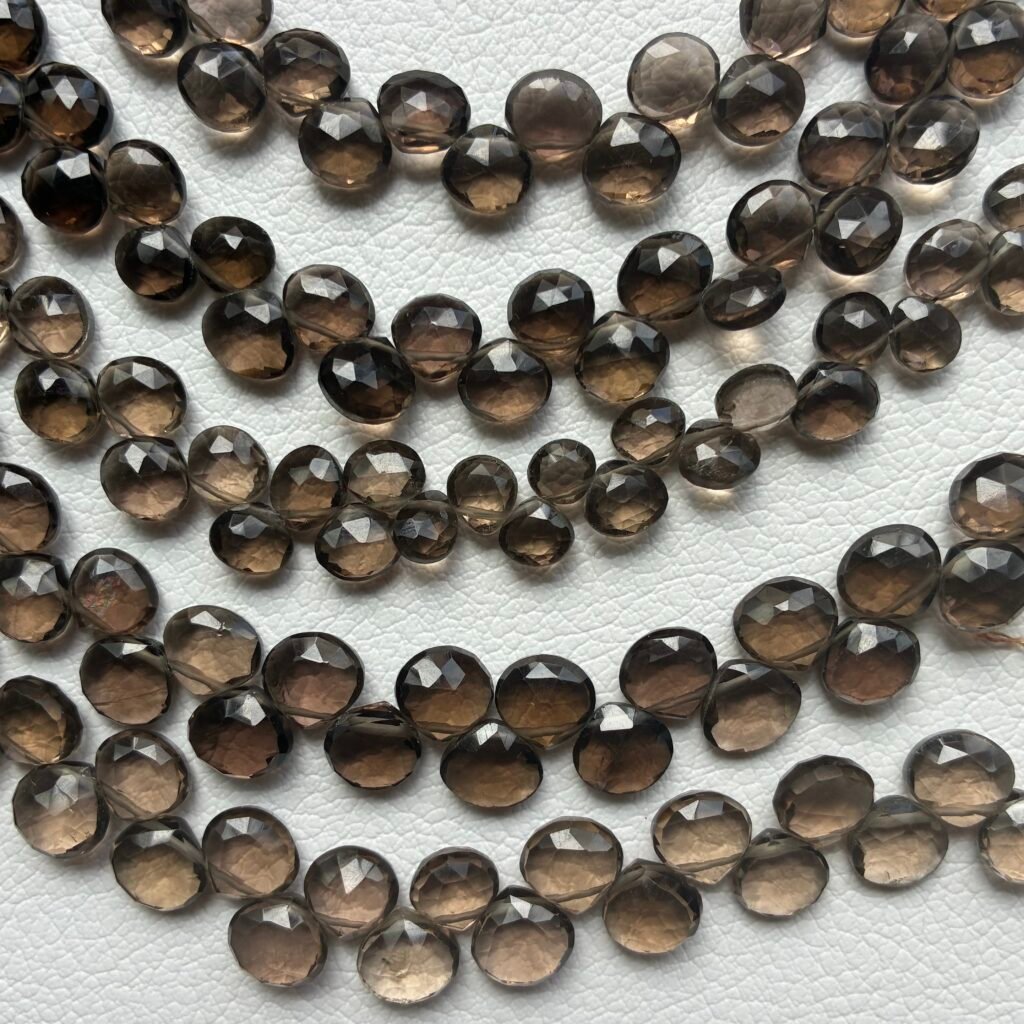Smoky Quartz, Heart, M size , 21Cm, 6.7*6.7 MM