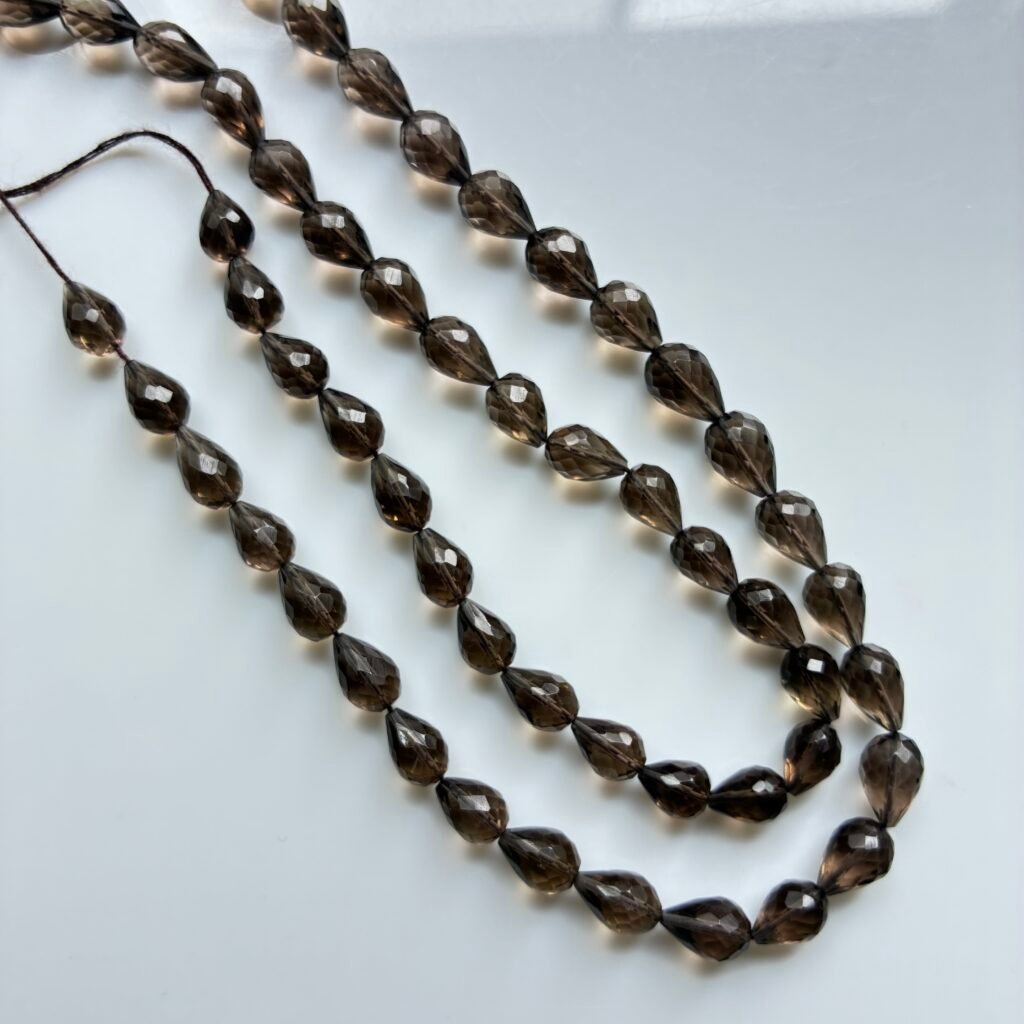 Smoky Quartz, straight drill Drop, 21 cm, 5.8-8.2 mm