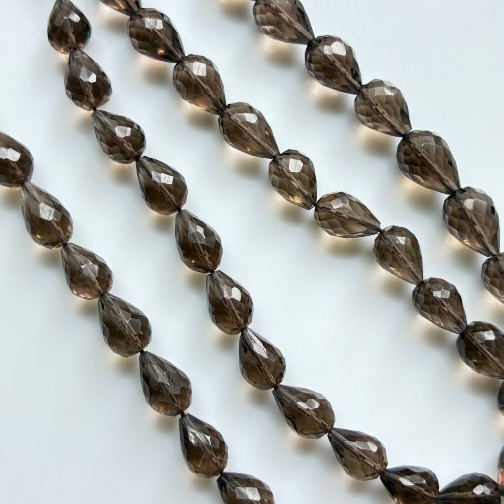 Smoky Quartz, straight drill Drop, 21 cm, 5.8-8.2 mm