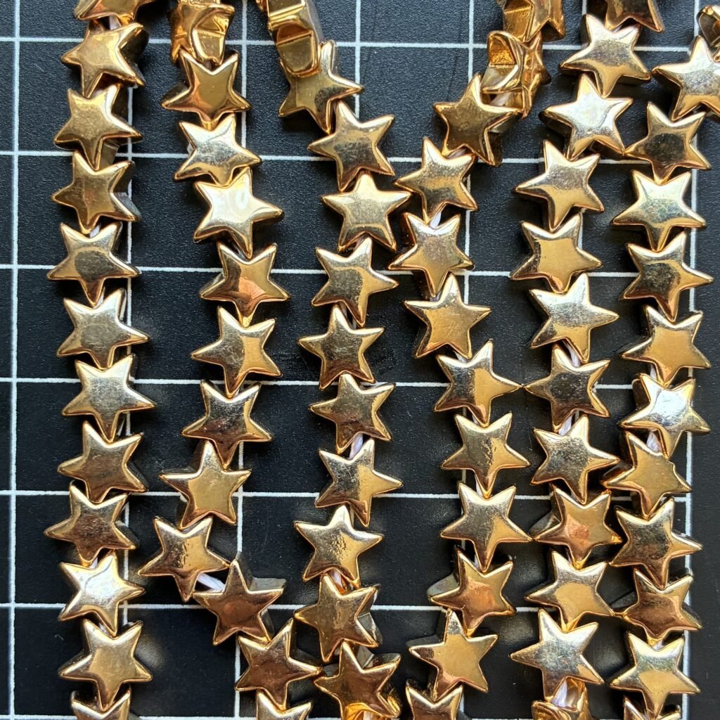 Hematite, Pink Gold Star, 8 Mm* 3.5 Mm, 40 CM