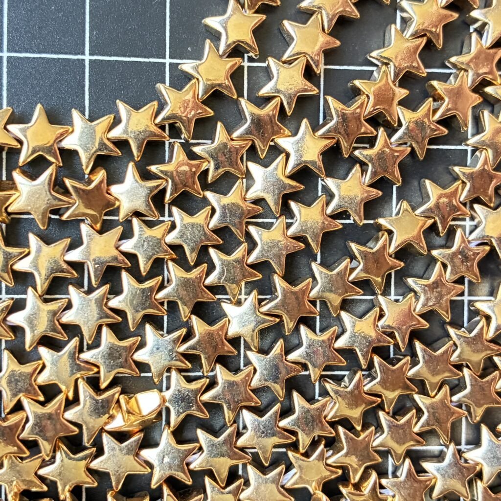 Hematite, Pink Gold Star, 8 Mm* 3.5 Mm, 40 CM