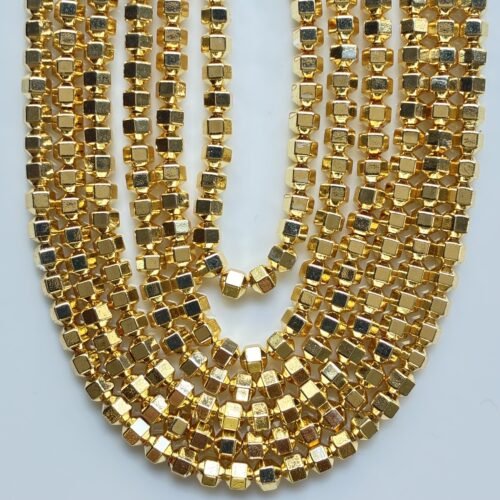 Hematite, Gold Bolt, 4*4 Mm, 40 CM