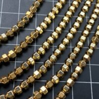 Hematite, Gold Bolt, 4*4 Mm, 40 CM