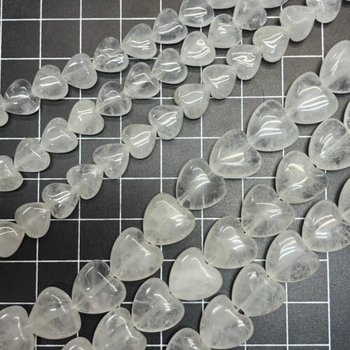 White Ice Crystal, Big Heart, 12 Mm, 39 CM
