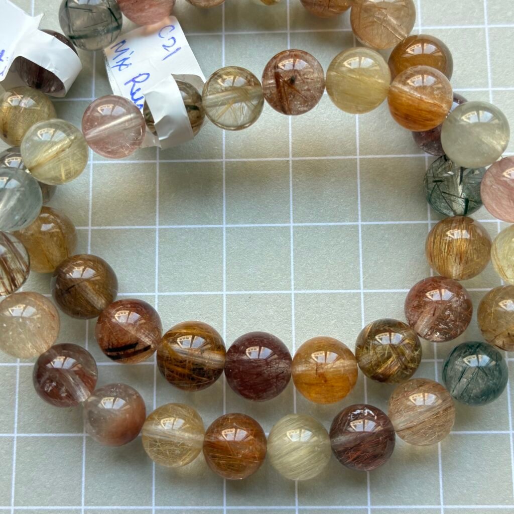 Mix Rutilated Bracelet 8.5, 9mm, s, msize, 17cm
