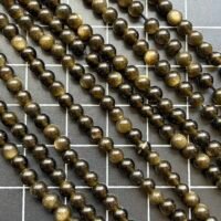 Obsidian, Gold Shine, Round 4 Mm, 39 CM