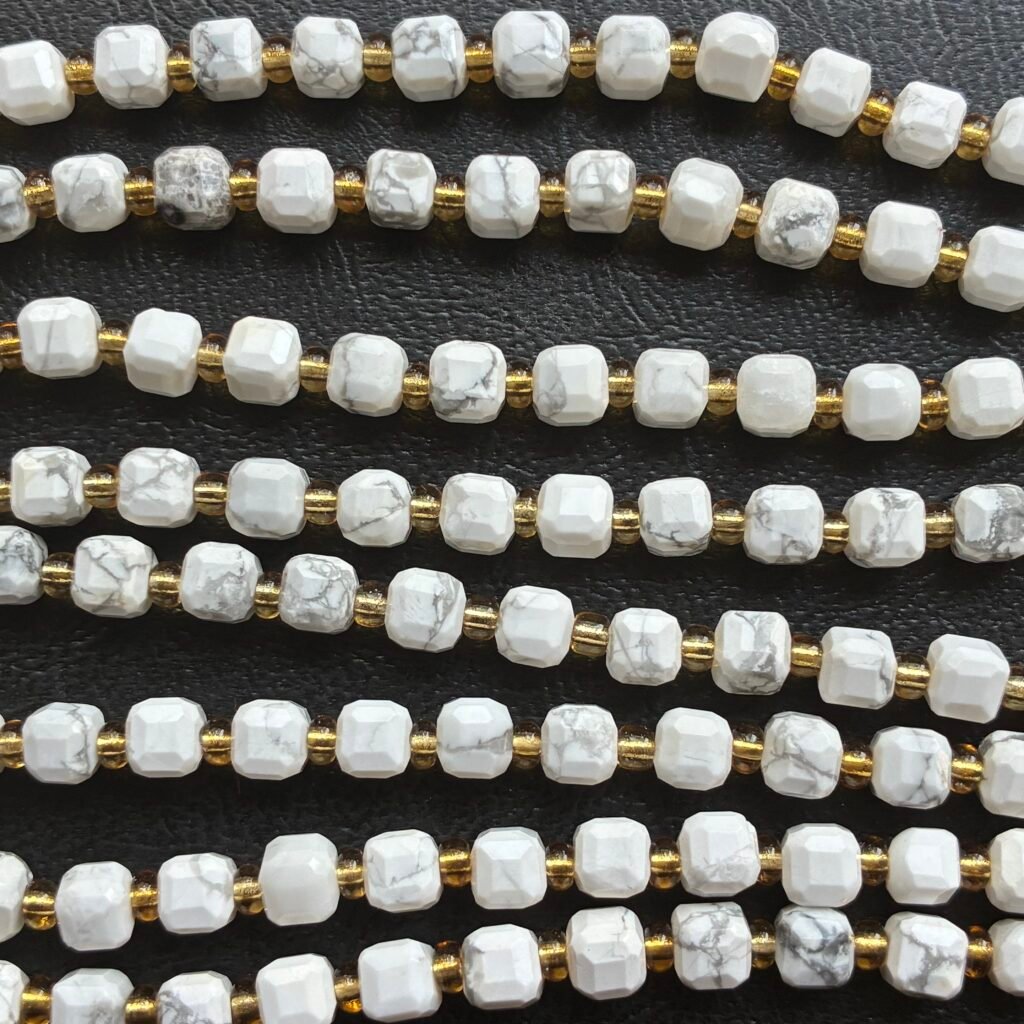 Natural Howlite Stone, Cube, 6 Mm, 39 Cm