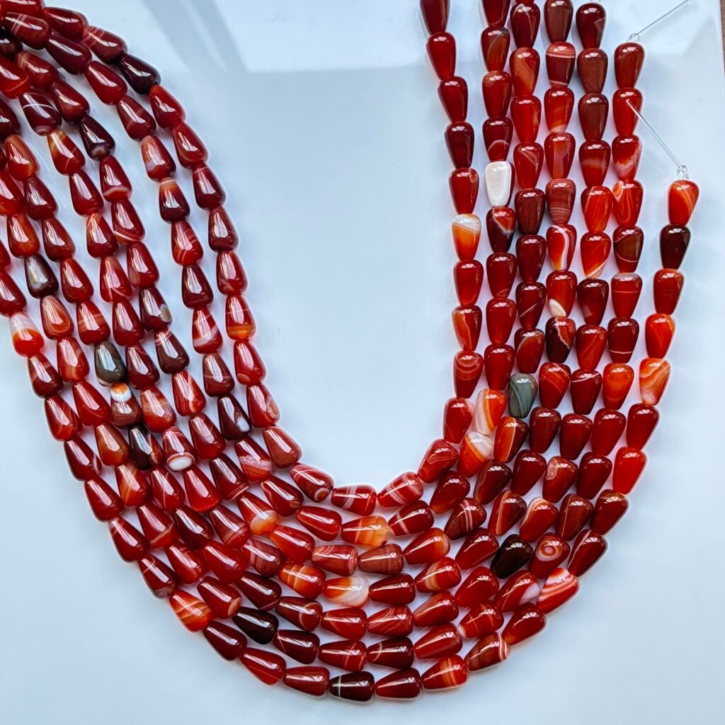 Carnelian Sardonyx Vertical Hole Drop 12*8, 40 Cm