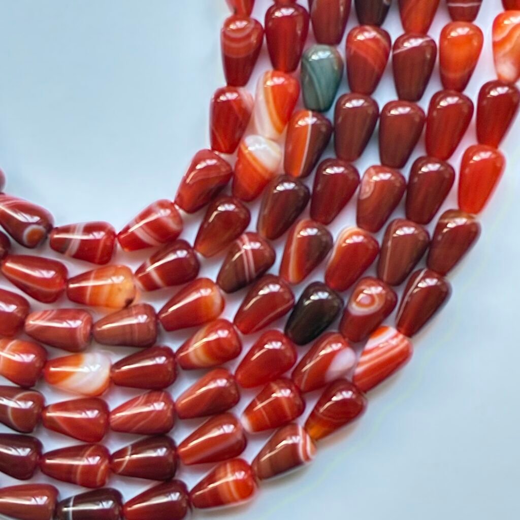 Carnelian Sardonyx Vertical Hole Drop 12*8, 40 Cm