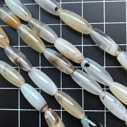 Agate Natural Smoky Slice, Rice Bzarrel Cylinder, 16*6, 40 Cm