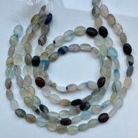 Agate White Blue Oval Shape, 38 Cm, 8 MM