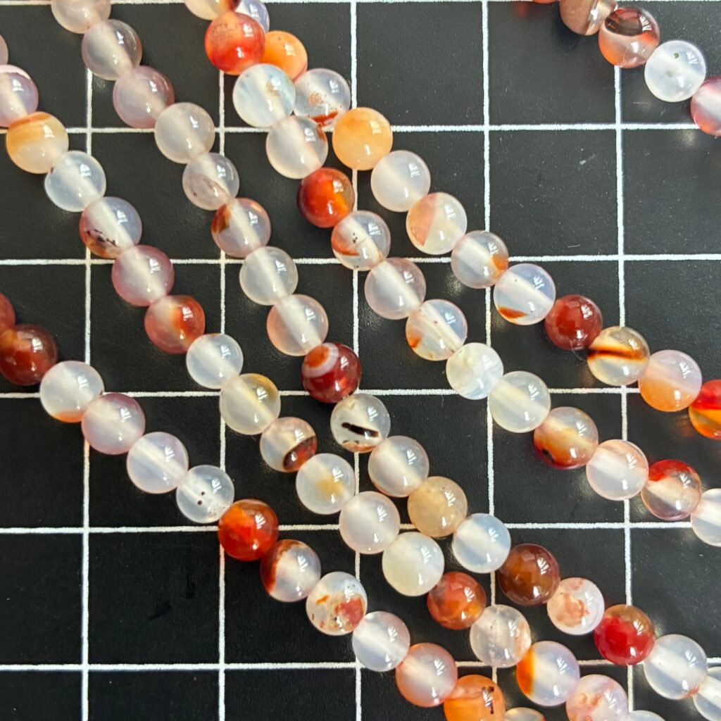 Agate Red Gum Flower Round 4 Mm, 38 Cm