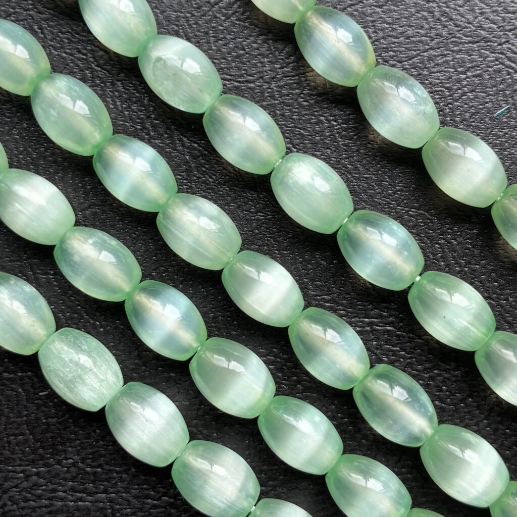 Selenite Rice Shape, Green 6 Mm *9 Mm, 40 Cm