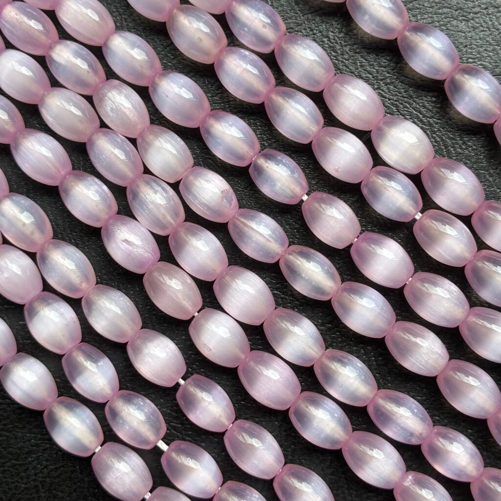 Selenite Rice Shape, Purple 6 Mm *9 Mm, 40 Cm
