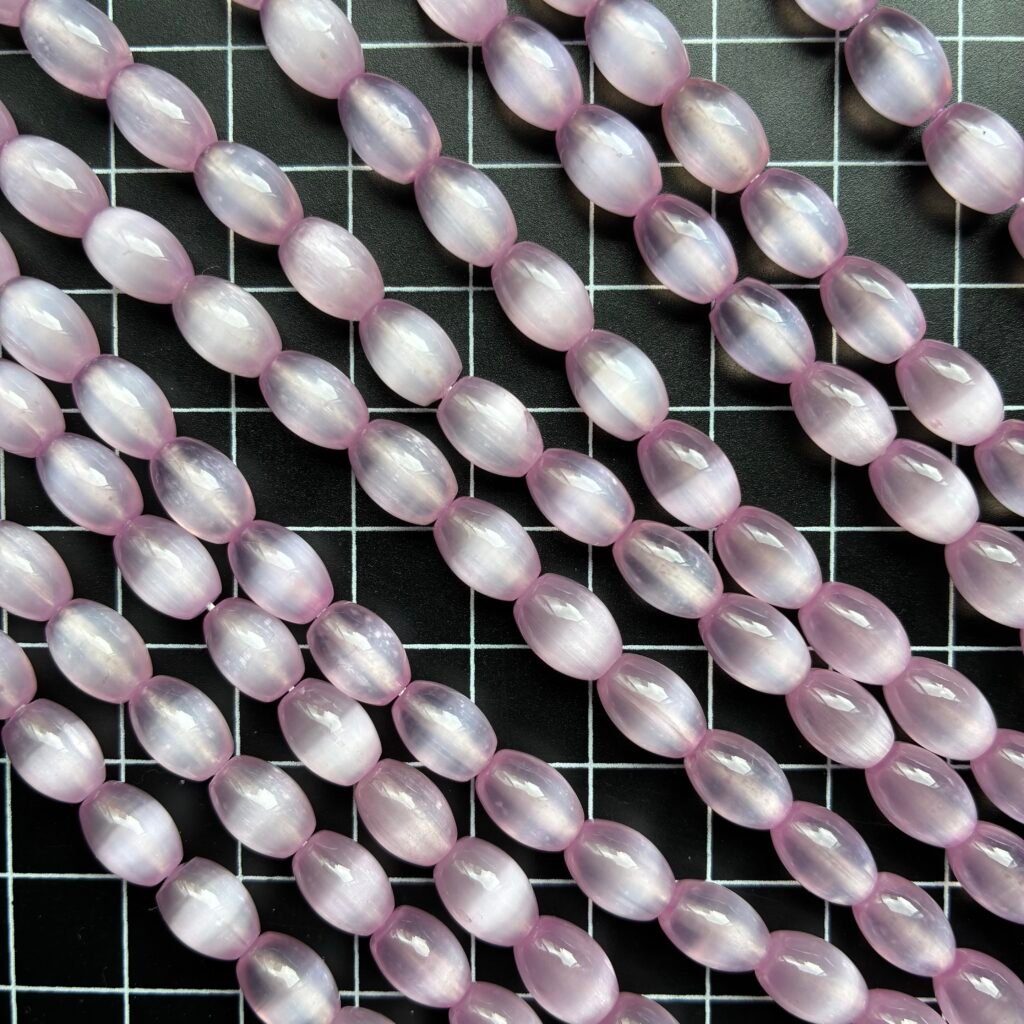 Selenite Rice Shape, Purple 6 Mm *9 Mm, 40 Cm