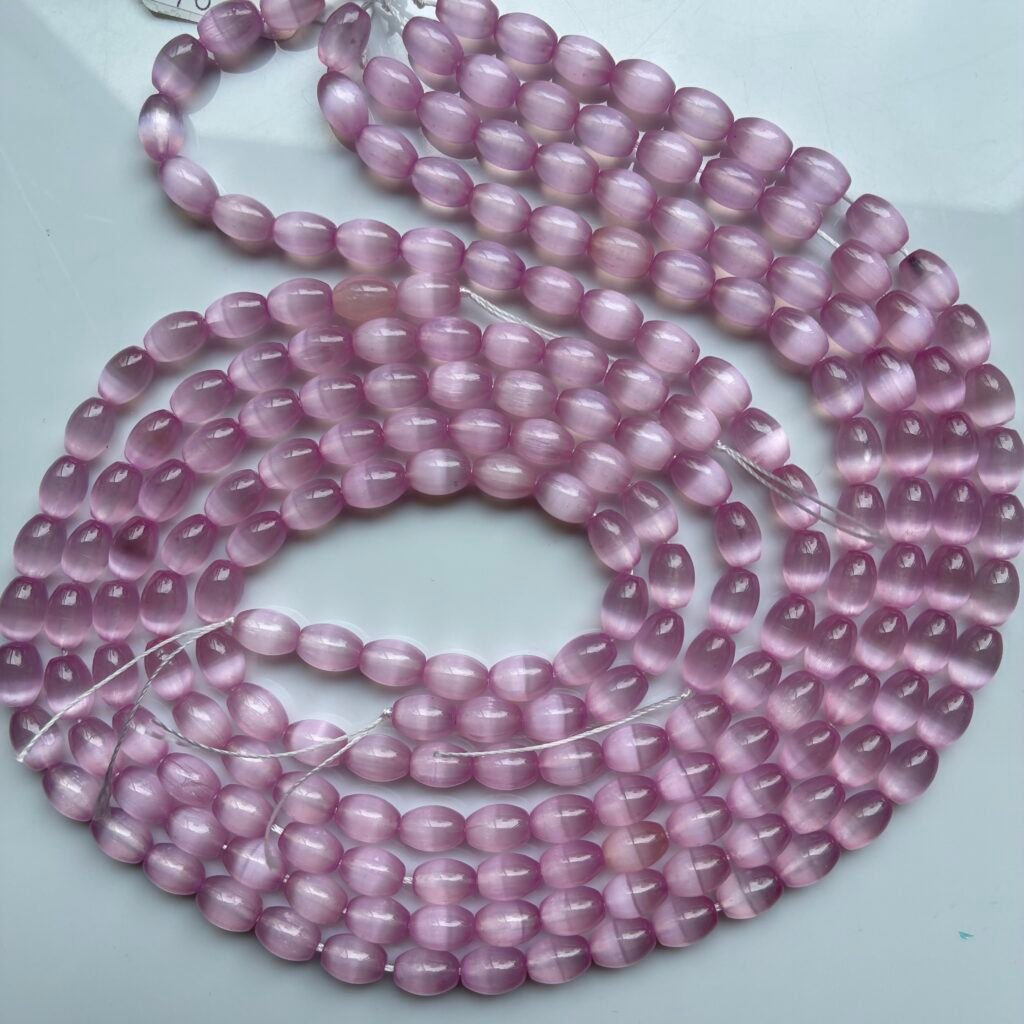 Selenite Rice Shape, Purple 6 Mm *9 Mm, 40 Cm