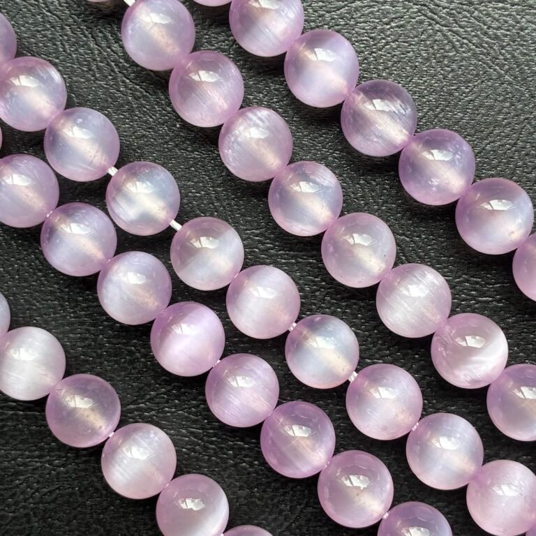 Selenite, Purple. Round 8 Mm, 40 cm