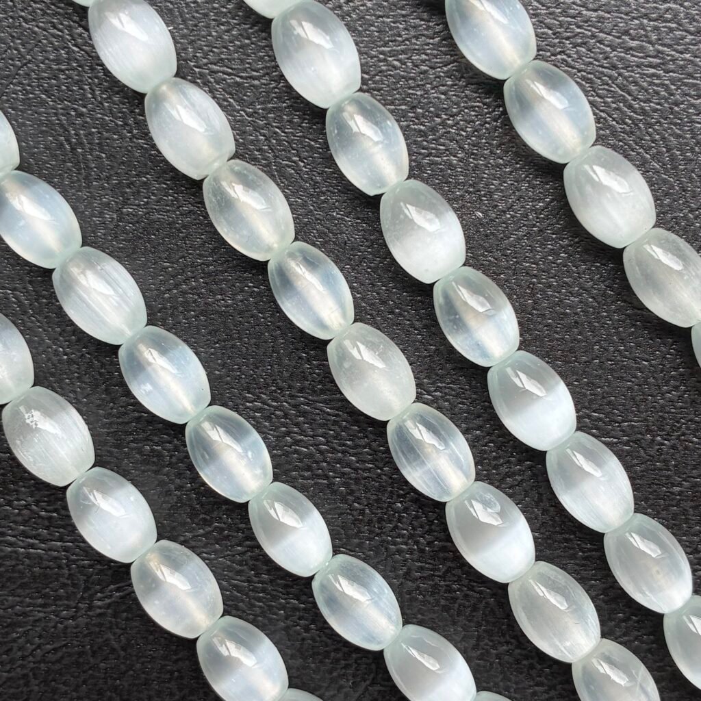 Selenite Rice Shape Light Blue, 6 Mm *9 Mm, 40 Cm