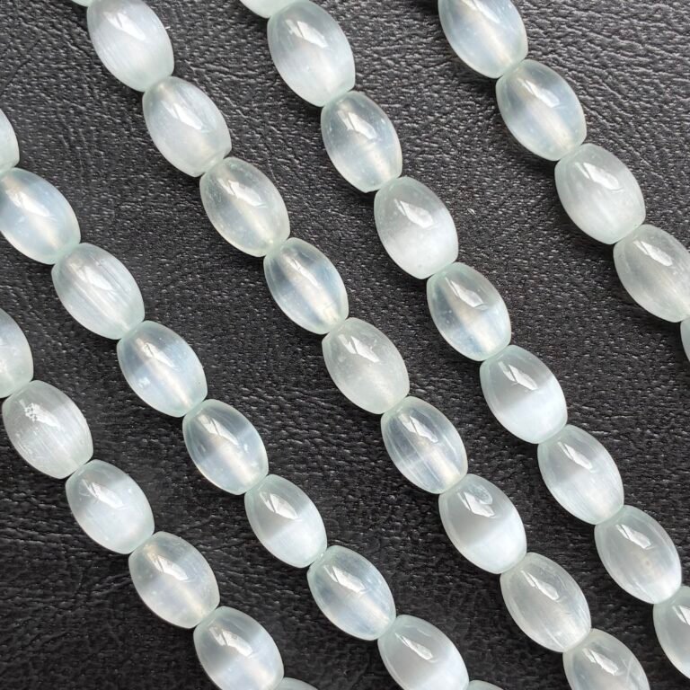 Selenite Rice Shape Light Blue, 6 Mm *9 Mm, 40 Cm