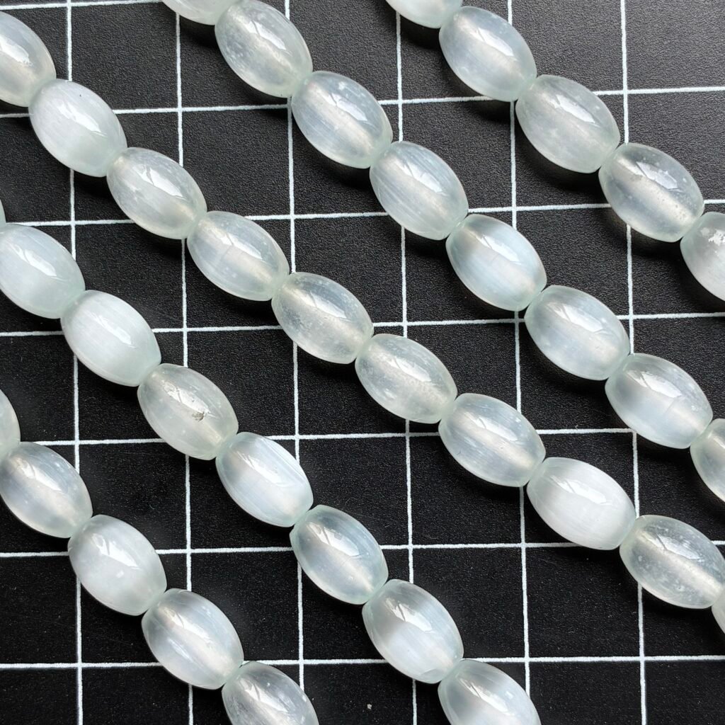 Selenite Rice Shape Light Blue, 6 Mm *9 Mm, 40 Cm